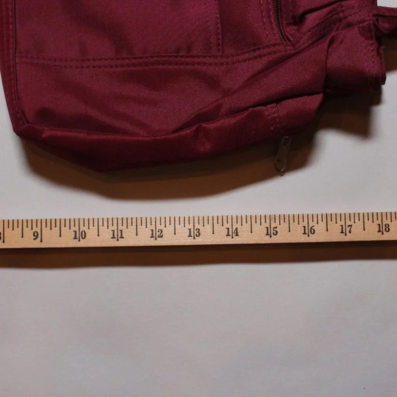 Burgundy Microfiber Shoulder Purse - Picture 6 of 8